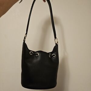 Elegant Black Leather Bucket Bag